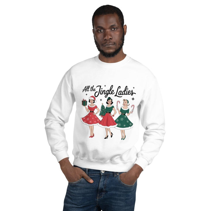 All The Jingle Ladies Graphic Sweatshirt - White - S - ArtyKoala