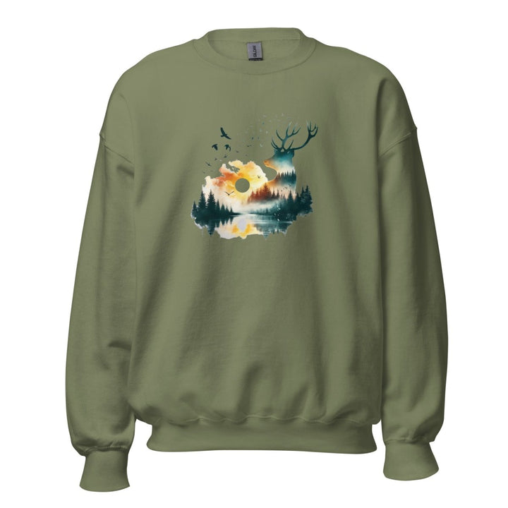 Amazing Nature Graphic Sweatshirt - Military Green - S - ArtyKoala