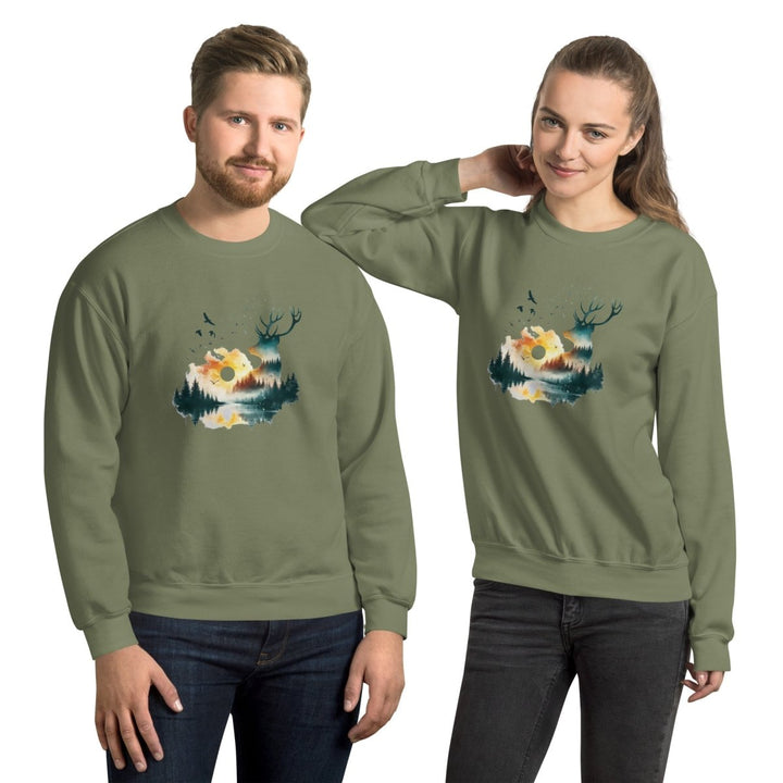 Amazing Nature Graphic Sweatshirt - Military Green - S - ArtyKoala
