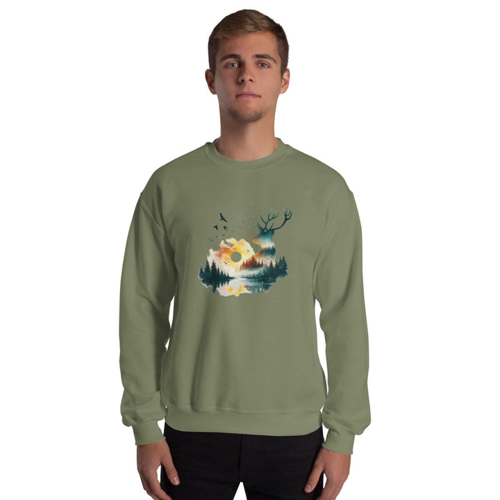 Amazing Nature Graphic Sweatshirt - Military Green - S - ArtyKoala