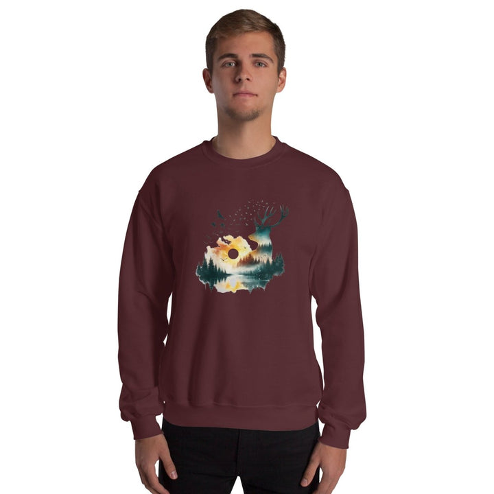 Amazing Nature Graphic Sweatshirt - Maroon - S - ArtyKoala