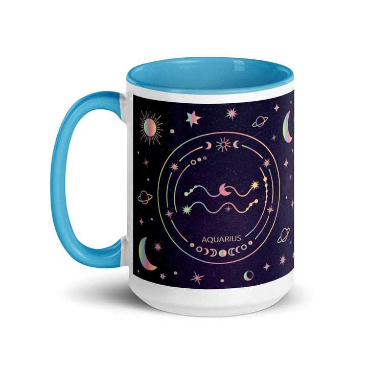 Aquarius Colorful Print Mug - Blue - 15 oz - ArtyKoala