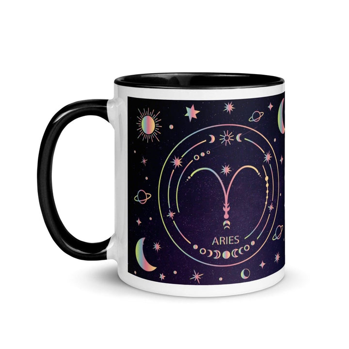 Aries Colorful Print Mug - Black - 11 oz - ArtyKoala