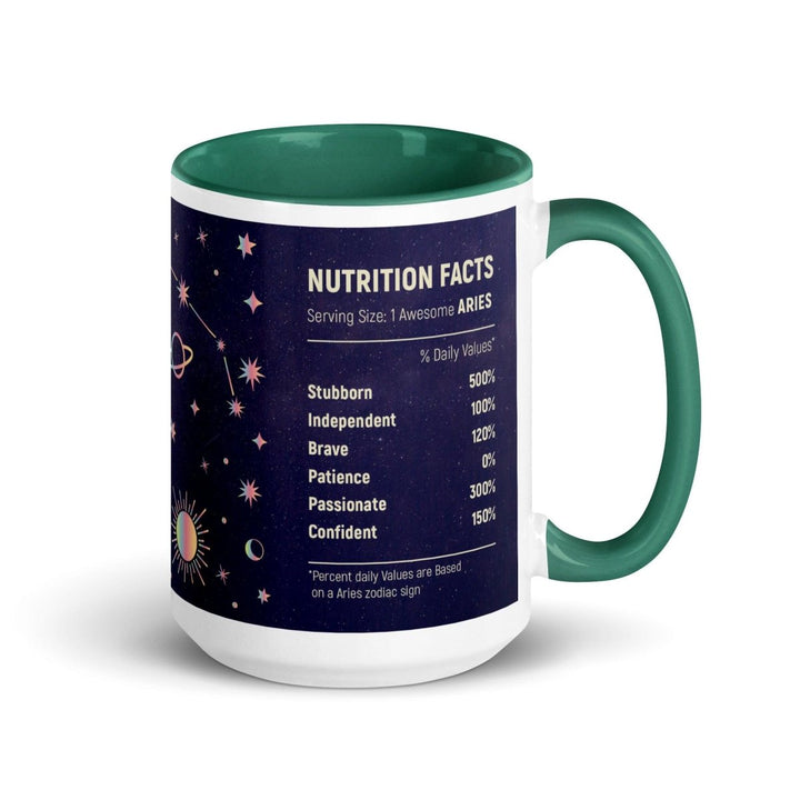 Aries Colorful Print Mug - Dark green - 15 oz - ArtyKoala