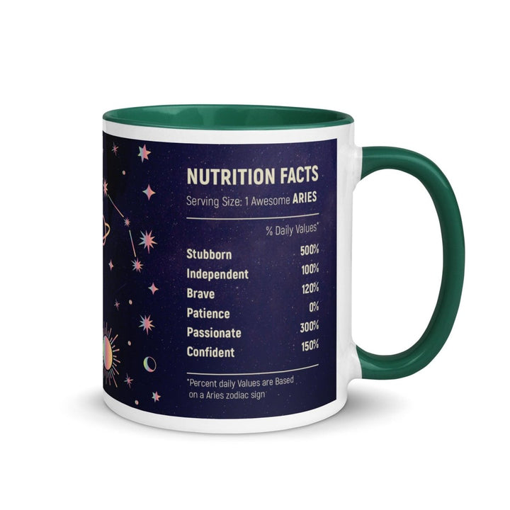 Aries Colorful Print Mug - Dark green - 11 oz - ArtyKoala
