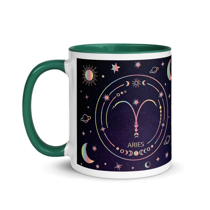Aries Colorful Print Mug - Dark green - 11 oz - ArtyKoala