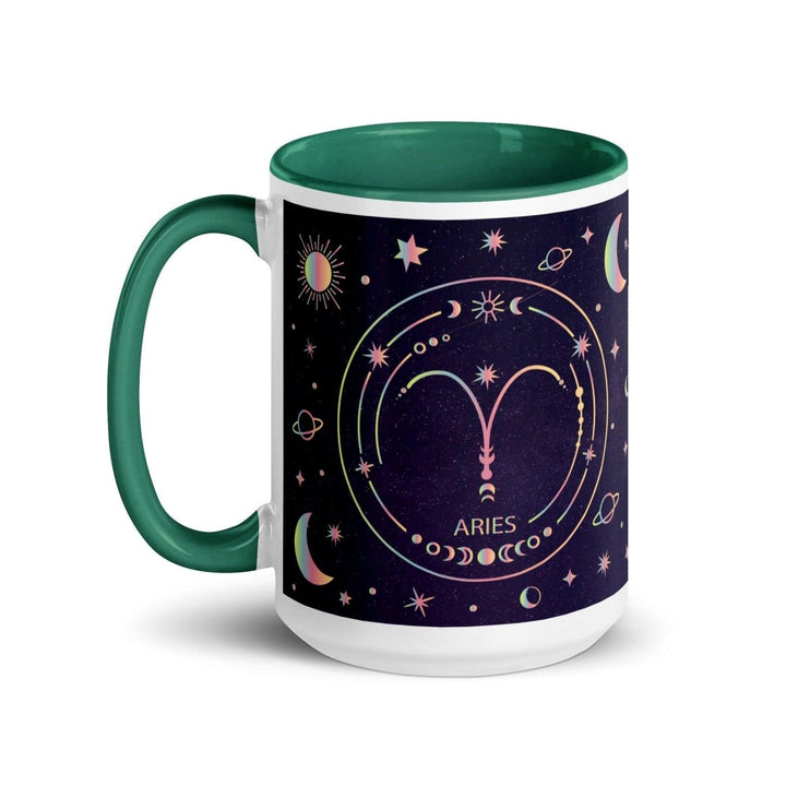 Aries Colorful Print Mug - Dark green - 15 oz - ArtyKoala