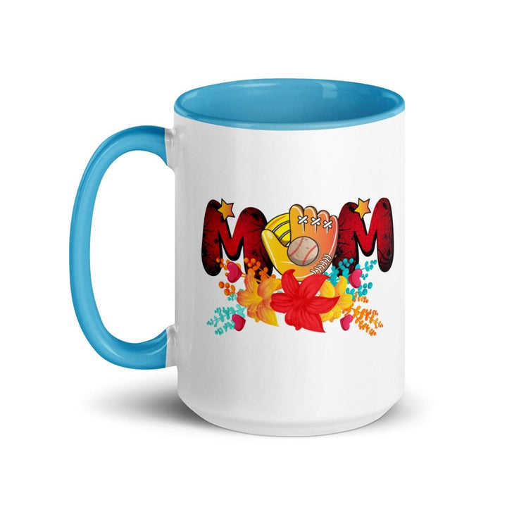 Basebll ball Mom Colorful Print Mug - Blue - 15 oz - ArtyKoala