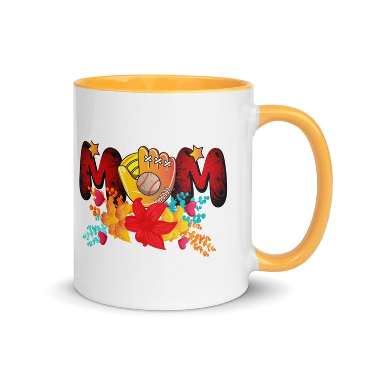 Basebll ball Mom Colorful Print Mug - Golden Yellow - 11 oz - ArtyKoala