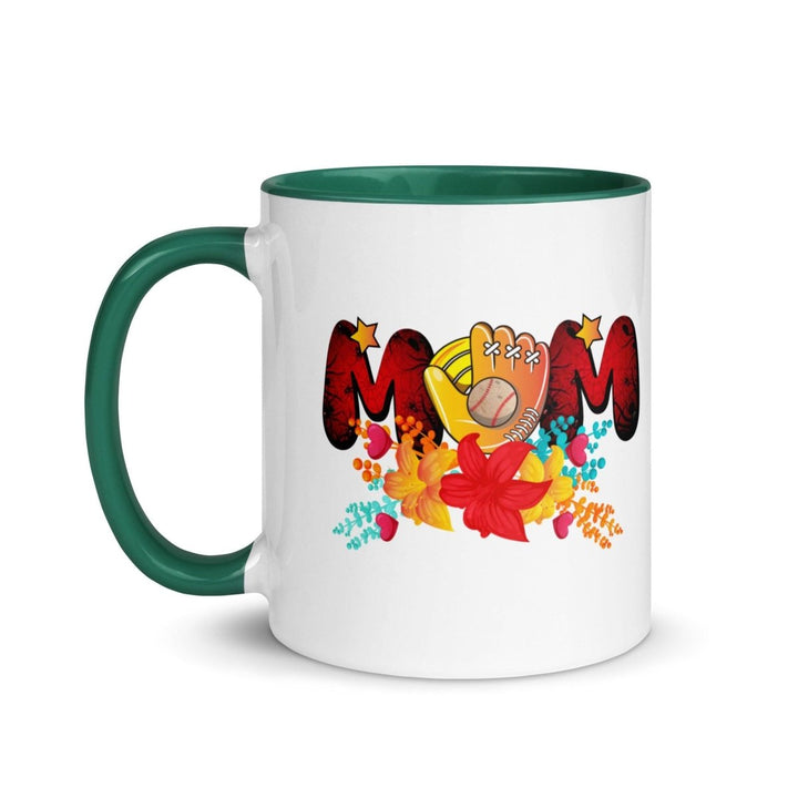 Basebll ball Mom Colorful Print Mug - Dark green - 11 oz - ArtyKoala