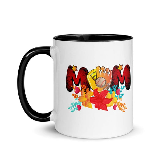 Basebll ball Mom Colorful Print Mug - Black - 11 oz - ArtyKoala