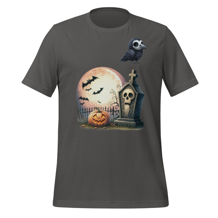 Bat Tomb and Crow Unisex Premium Halloween T-shirt - Asphalt / S - ArtyKoala