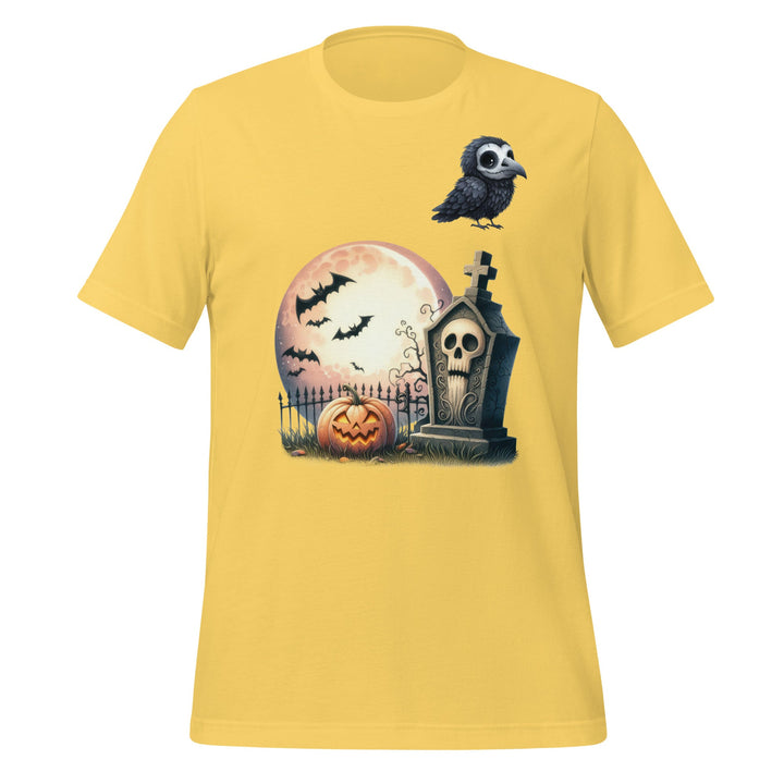 Bat Tomb and Crow Unisex Premium Halloween T-shirt - Yellow / S - ArtyKoala