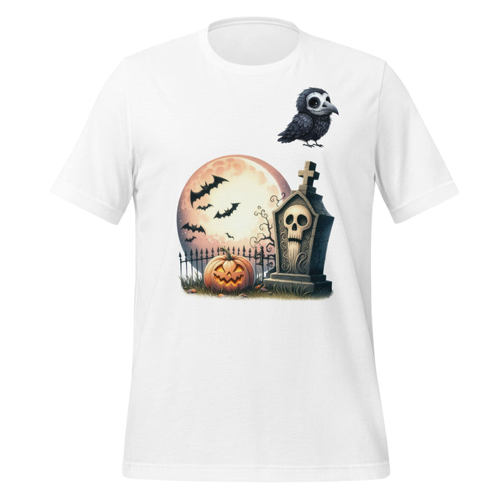 Bat Tomb and Crow Unisex Premium Halloween T-shirt - White / S - ArtyKoala