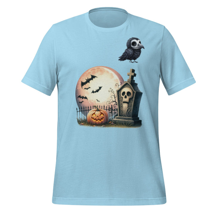 Bat Tomb and Crow Unisex Premium Halloween T-shirt - Ocean Blue / S - ArtyKoala