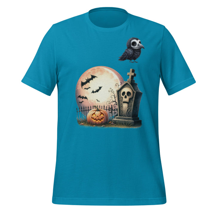 Bat Tomb and Crow Unisex Premium Halloween T-shirt - Aqua / S - ArtyKoala