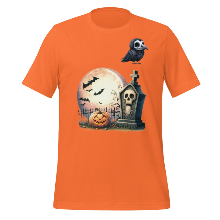 Bat Tomb and Crow Unisex Premium Halloween T-shirt - Orange / S - ArtyKoala