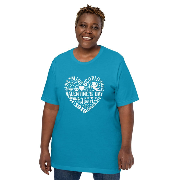 Be Mine Valentine Graphic Tee - Aqua - S - ArtyKoala