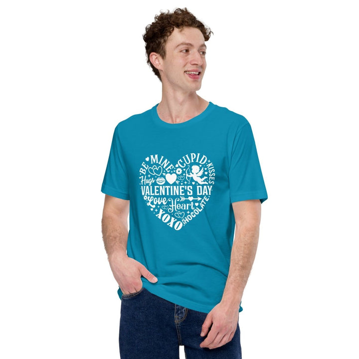 Be Mine Valentine Graphic Tee - Aqua - S - ArtyKoala