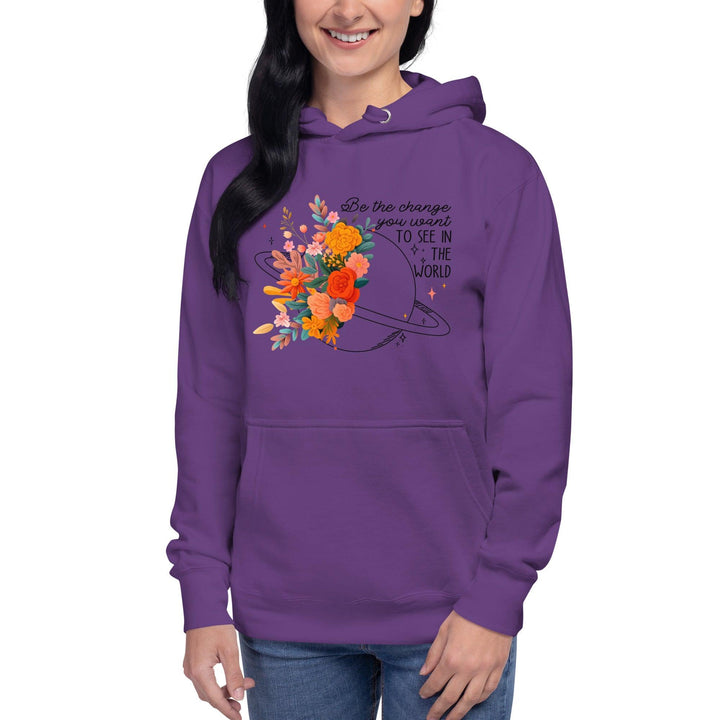 Be Positive Premium Women Hoodie - Purple / S - ArtyKoala