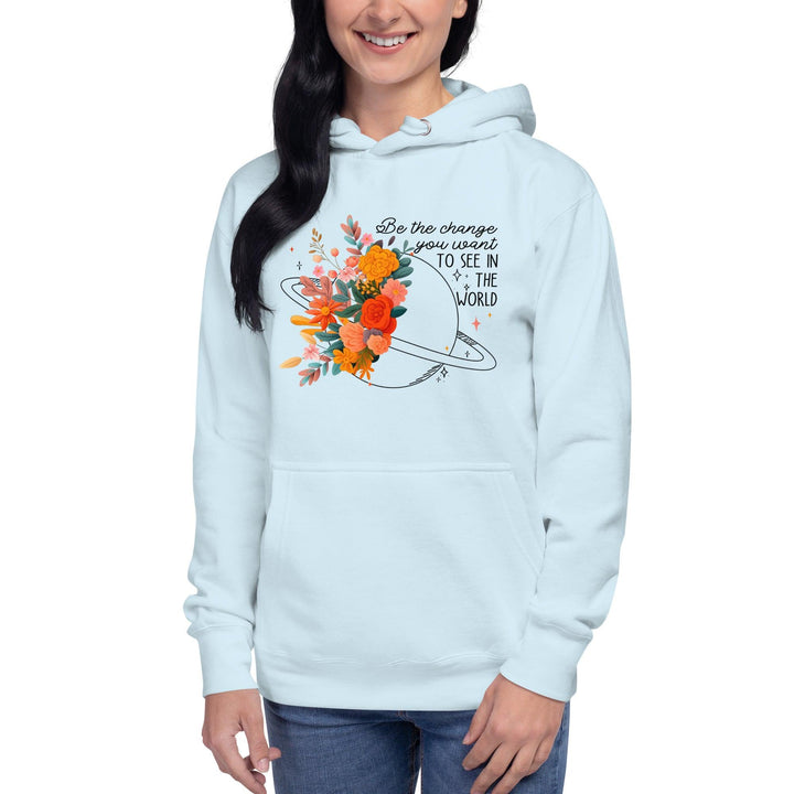 Be Positive Premium Women Hoodie - Sky Blue / S - ArtyKoala