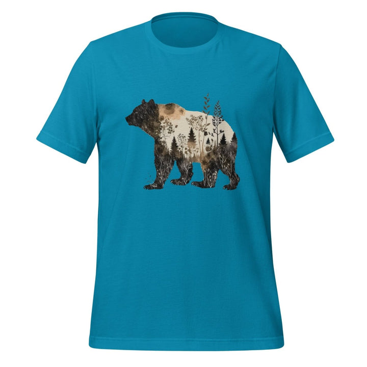 Bear and Nature Graphic Tee - Aqua - S - ArtyKoala