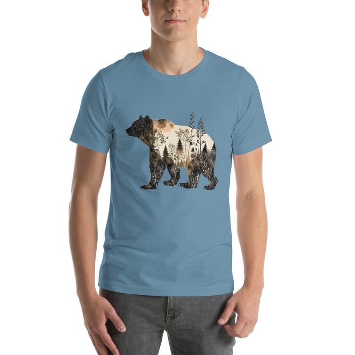 Bear and Nature Graphic Tee - Black - S - ArtyKoala