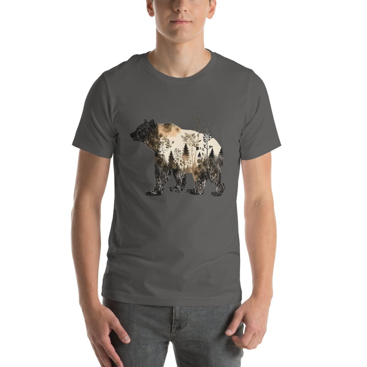 Bear and Nature Graphic Tee - Black - S - ArtyKoala