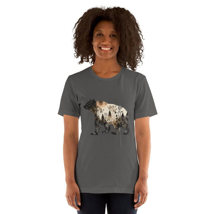 Bear and Nature Graphic Tee - Black - S - ArtyKoala