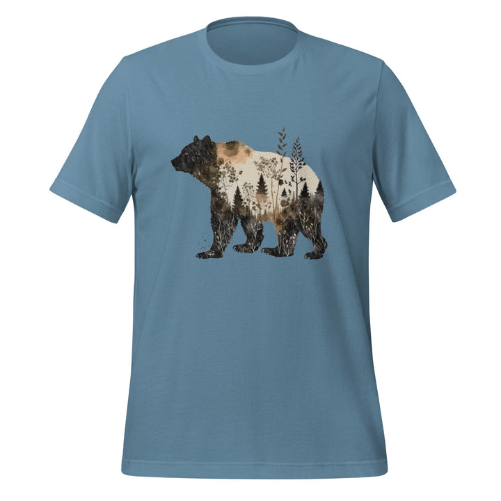 Bear and Nature Premium Unisex T-shirt - Steel Blue / S - ArtyKoala