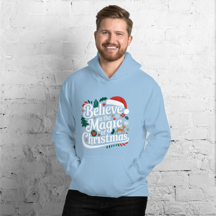 Believe in Christmas Magic Graphic Hoodie - Light Blue - S - ArtyKoala