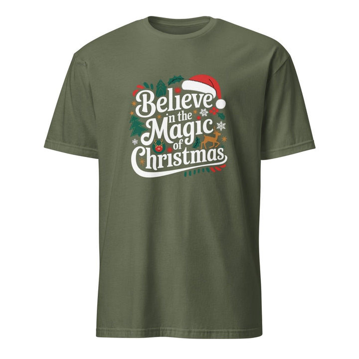 Believe in Christmas Magic Graphic Tee - Military Green - S - ArtyKoala
