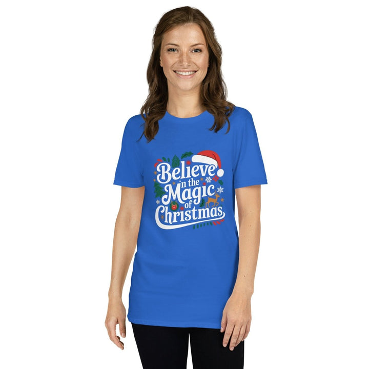 Believe in Christmas Magic Graphic Tee - Royal - S - ArtyKoala