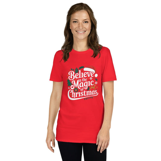 Believe in Christmas Magic Graphic Tee - Red - S - ArtyKoala