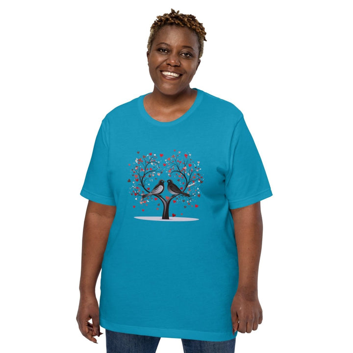 Beloved Birds Graphic Tee - Aqua - S - ArtyKoala