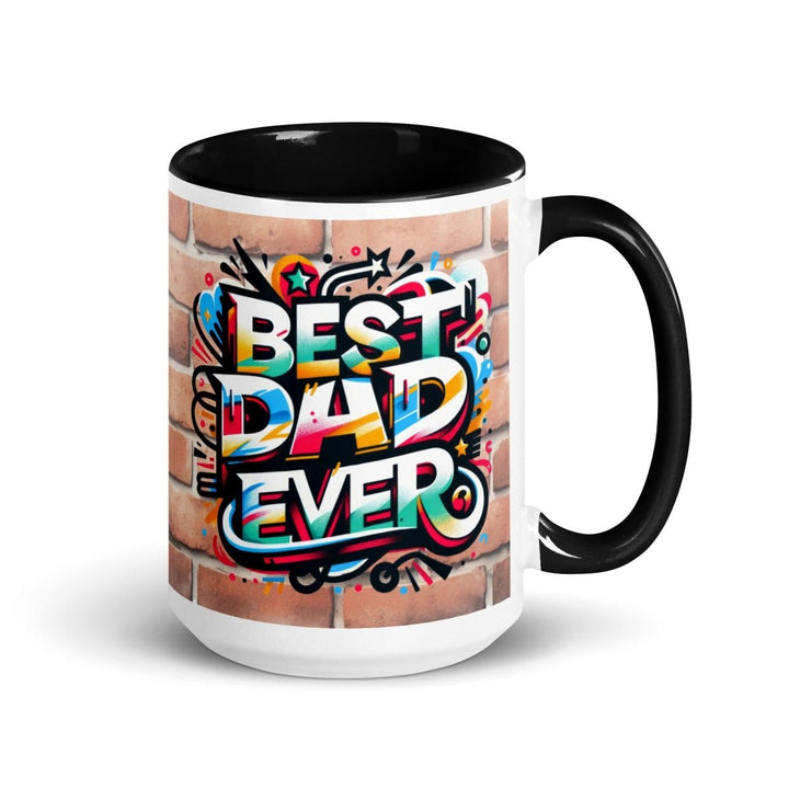 Best Cool Dad Colorful Print Mug - Black - 15 oz - ArtyKoala
