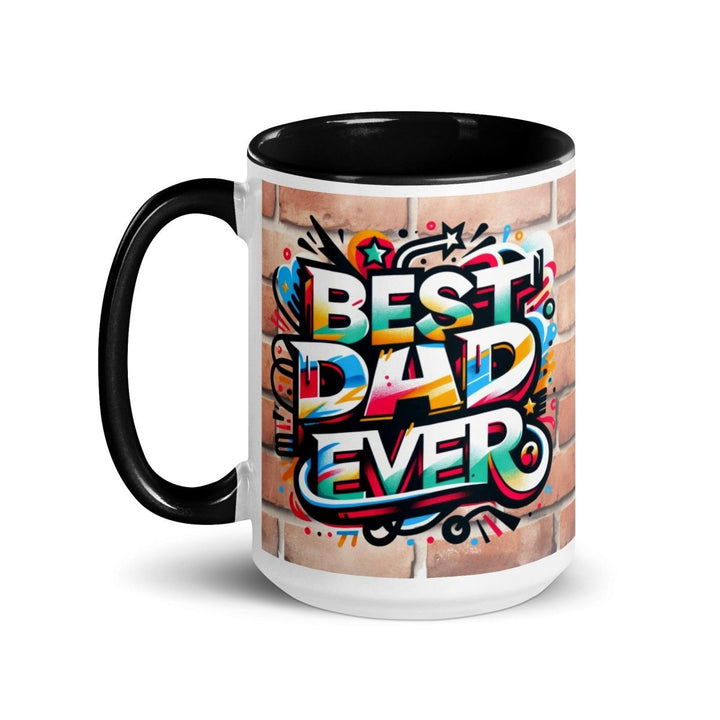 Best Cool Dad Colorful Print Mug - Black - 15 oz - ArtyKoala