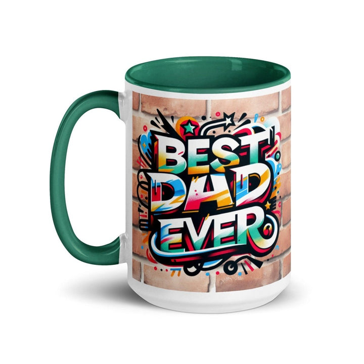 Best Cool Dad Colorful Print Mug - Dark green - 15 oz - ArtyKoala