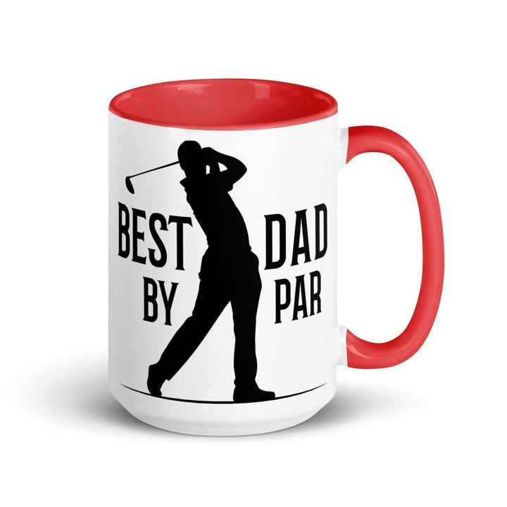 Best Dad By Par Colorful Print Mug - Red - 15 oz - ArtyKoala
