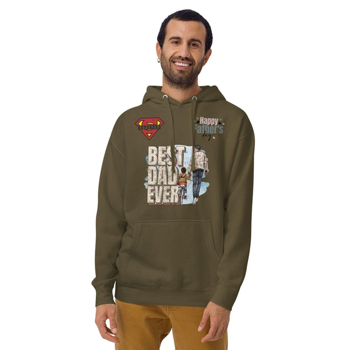 Best Dad Ever Graphic Hoodie - Military Green - S - ArtyKoala
