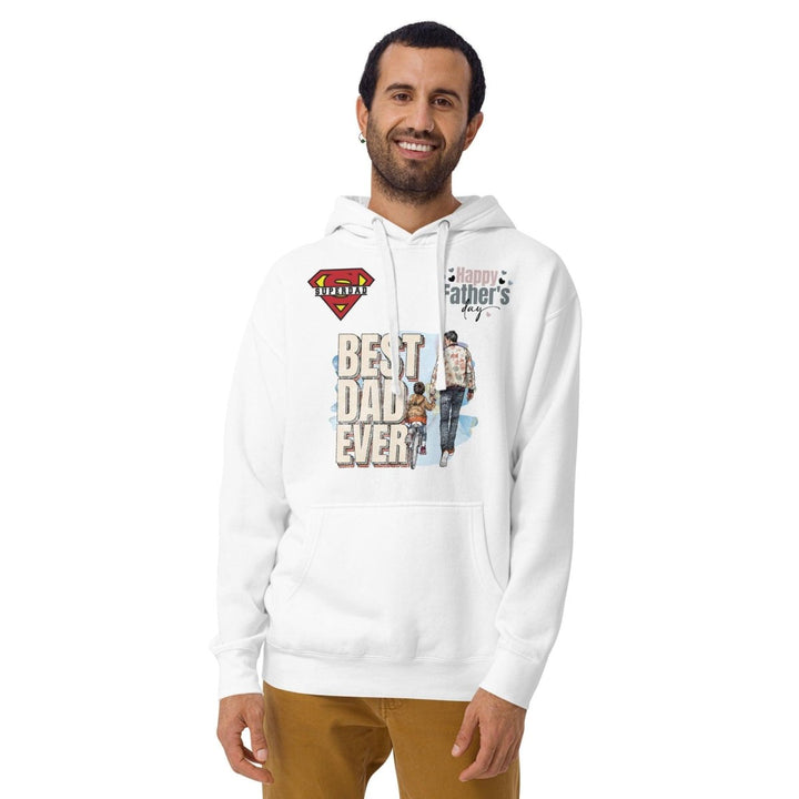 Best Dad Ever Graphic Hoodie - White - S - ArtyKoala