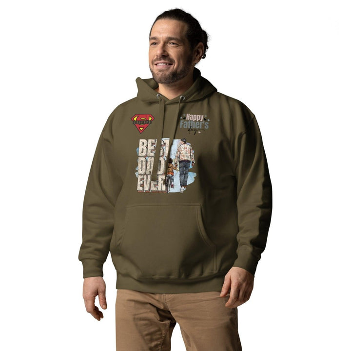 Best Dad Ever Graphic Hoodie - Military Green - S - ArtyKoala