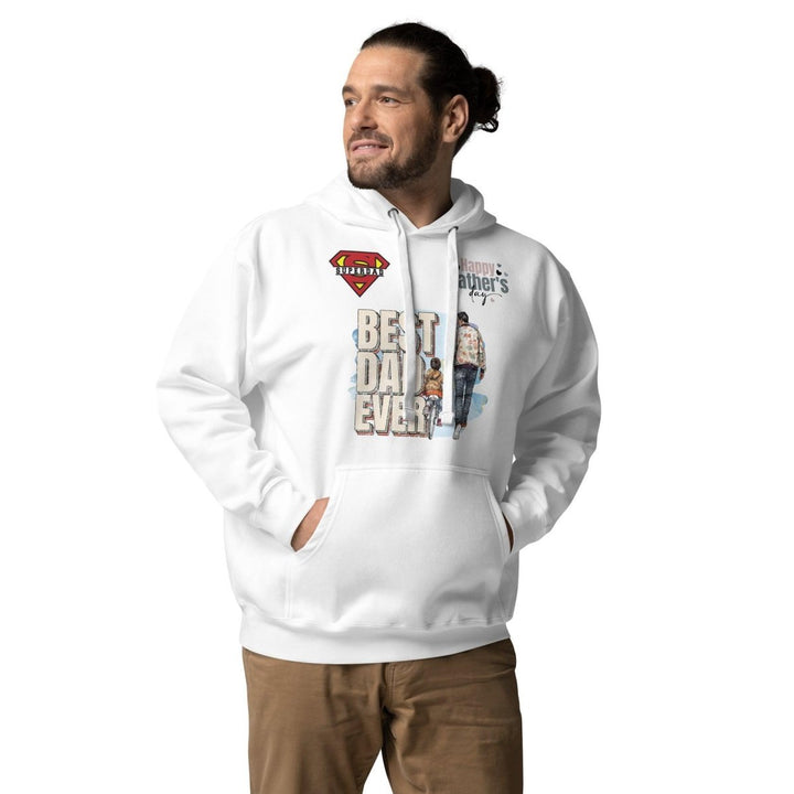 Best Dad Ever Graphic Hoodie - White - S - ArtyKoala