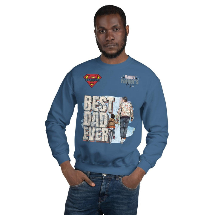 Best Dad Ever Graphic Sweatshirt - Indigo Blue - S - ArtyKoala