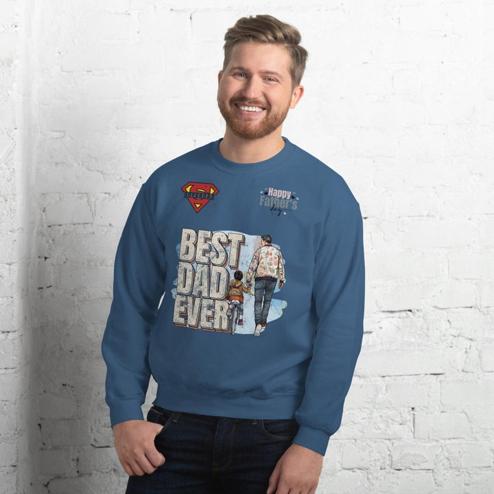 Best Dad Ever Graphic Sweatshirt - Indigo Blue - S - ArtyKoala