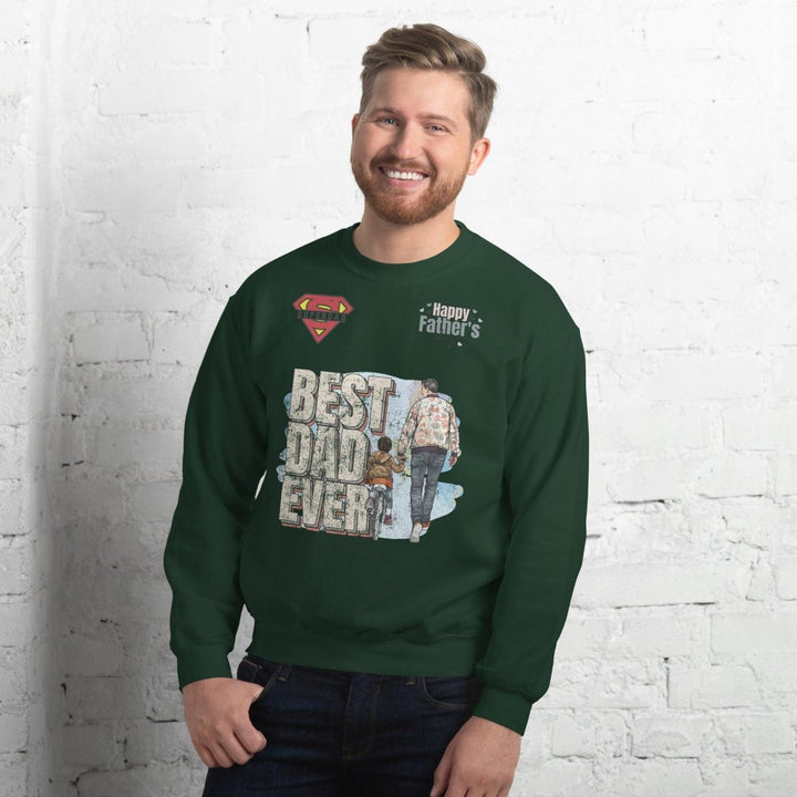 Best Dad Ever Graphic Sweatshirt - Forest Green - S - ArtyKoala
