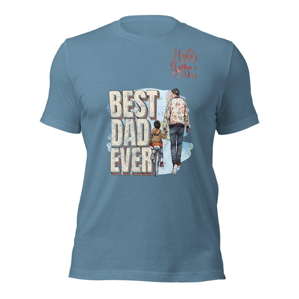 Best Dad Ever Graphic Tee - Steel Blue - S - ArtyKoala