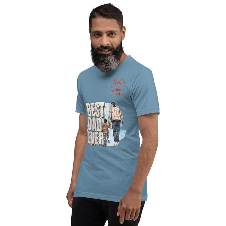 Best Dad Ever Graphic Tee - Steel Blue - S - ArtyKoala
