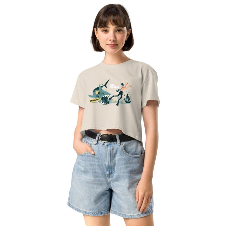 Big Risk Women’s Graphic Crop Tee - Bone - XS - ArtyKoala
