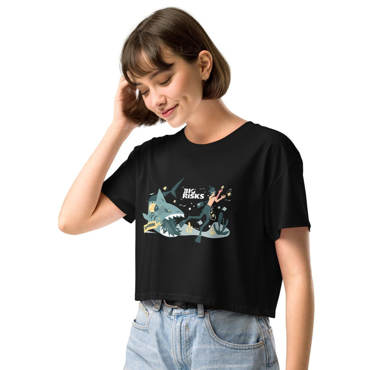 Big Risk Women’s Graphic Crop Tee - Black - XS - ArtyKoala